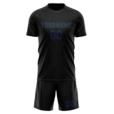 Custom Black Blue Soccer Set