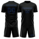 Custom Black Blue Soccer Set