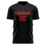Custom Black Orange Red Soccer Jersey
