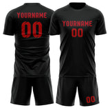 Custom Black Red Soccer Set