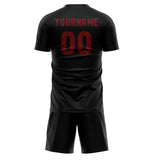 Custom Black Crimson Red Soccer Set