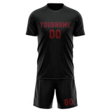 Custom Black Crimson Red Soccer Set