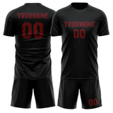 Custom Black Crimson Red Soccer Set