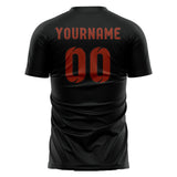 Custom Black Coral Red Soccer Jersey