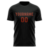 Custom Black Coral Red Soccer Jersey