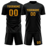 Custom Black Yellow Soccer Set