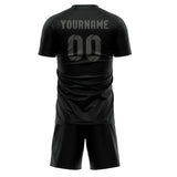 Custom Black Dark Grey Soccer Set