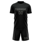 Custom Black Dark Grey Soccer Set