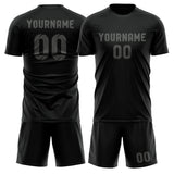 Custom Black Dark Grey Soccer Set