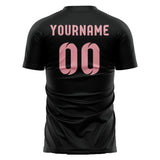 Custom Black Light Pink Soccer Jersey