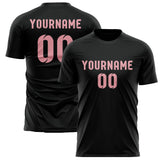 Custom Black Light Pink Soccer Jersey