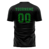 Custom Black Emerald Green Soccer Jersey