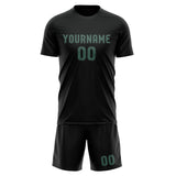Custom Black Blue Green Soccer Set