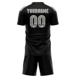 Custom Black Gray Soccer Set