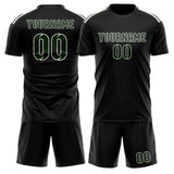 Custom Black Dark Green Soccer Set