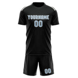Custom Black Light Blue Soccer Set