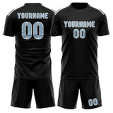 Custom Black Light Blue Soccer Set