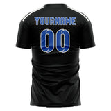 Custom Black Sky Blue Soccer Jersey