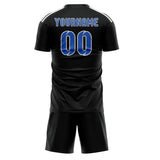 Custom Black Sky Blue Soccer Set