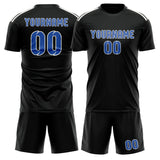 Custom Black Sky Blue Soccer Set