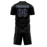 Custom Black Blue Soccer Set