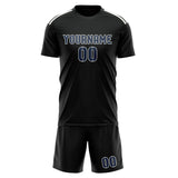Custom Black Blue Soccer Set