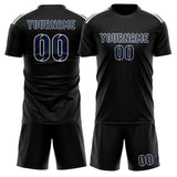 Custom Black Blue Soccer Set