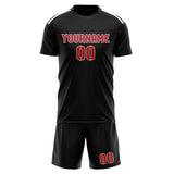Custom Black Red Soccer Set
