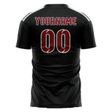 Custom Black Crimson Red Soccer Jersey