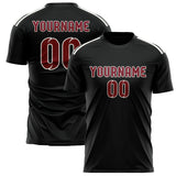 Custom Black Crimson Red Soccer Jersey