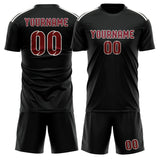 Custom Black Crimson Red Soccer Set