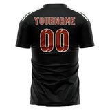 Custom Black Coral Red Soccer Jersey