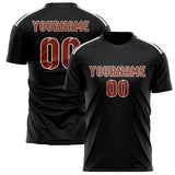 Custom Black Coral Red Soccer Jersey