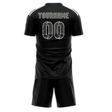 Custom Black Dark Grey Soccer Set