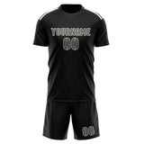 Custom Black Dark Grey Soccer Set