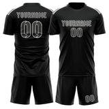 Custom Black Dark Grey Soccer Set