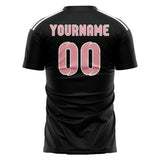 Custom Black Light Pink Soccer Jersey