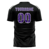 Custom Black Light Purple Soccer Jersey