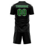 Custom Black Emerald Green Soccer Set