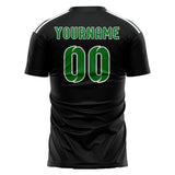 Custom Black Emerald Green Soccer Jersey