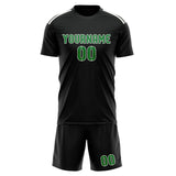 Custom Black Emerald Green Soccer Set