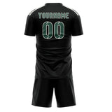 Custom Black Blue Green Soccer Set