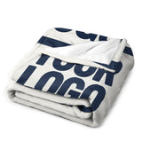 Custom White Navy Blue Blanket