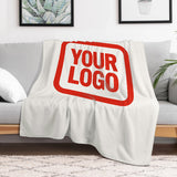 Custom White Orange-Red Blanket