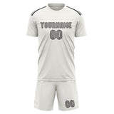 Custom White Gray Soccer Set