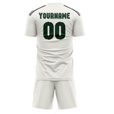 Custom White Green Soccer Set