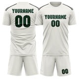Custom White Green Soccer Set