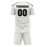 Custom White Dark Green Soccer Set