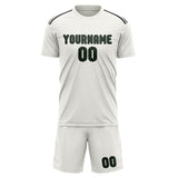 Custom White Dark Green Soccer Set