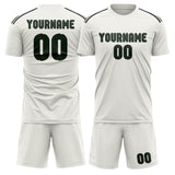 Custom White Dark Green Soccer Set